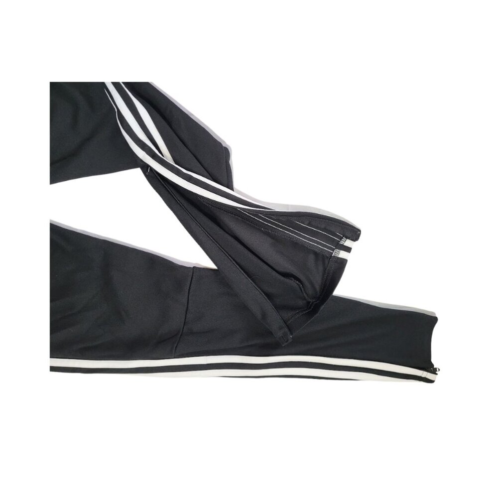 ADIDAS Black & White Striped Track Pants With Zip Legs- Women's XS (4-6) - Picture 4 of 6